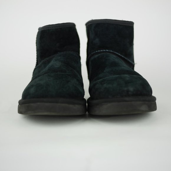 UGG Australia Women's 7 Black Leather Boots Short Ankle Fleece Crystal Studded - Picture 5 of 11